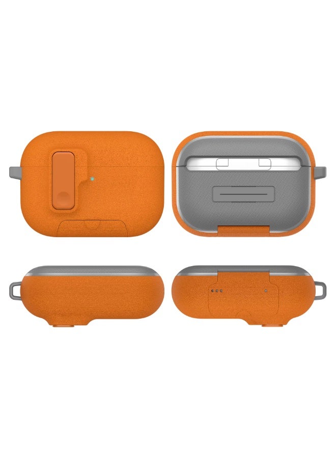 أكاليكس جراب حماية متين وصلب مزود بقفل أمان لسماعات AirPods Pro 3 من الجيل الثالث من Apple - برتقالي - Image 5